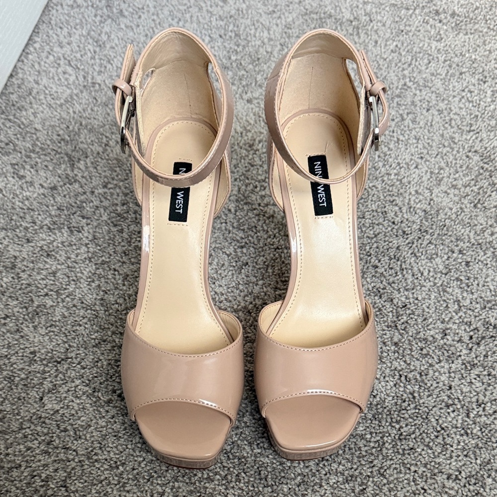 Nine West Nude Open-Toe Heels